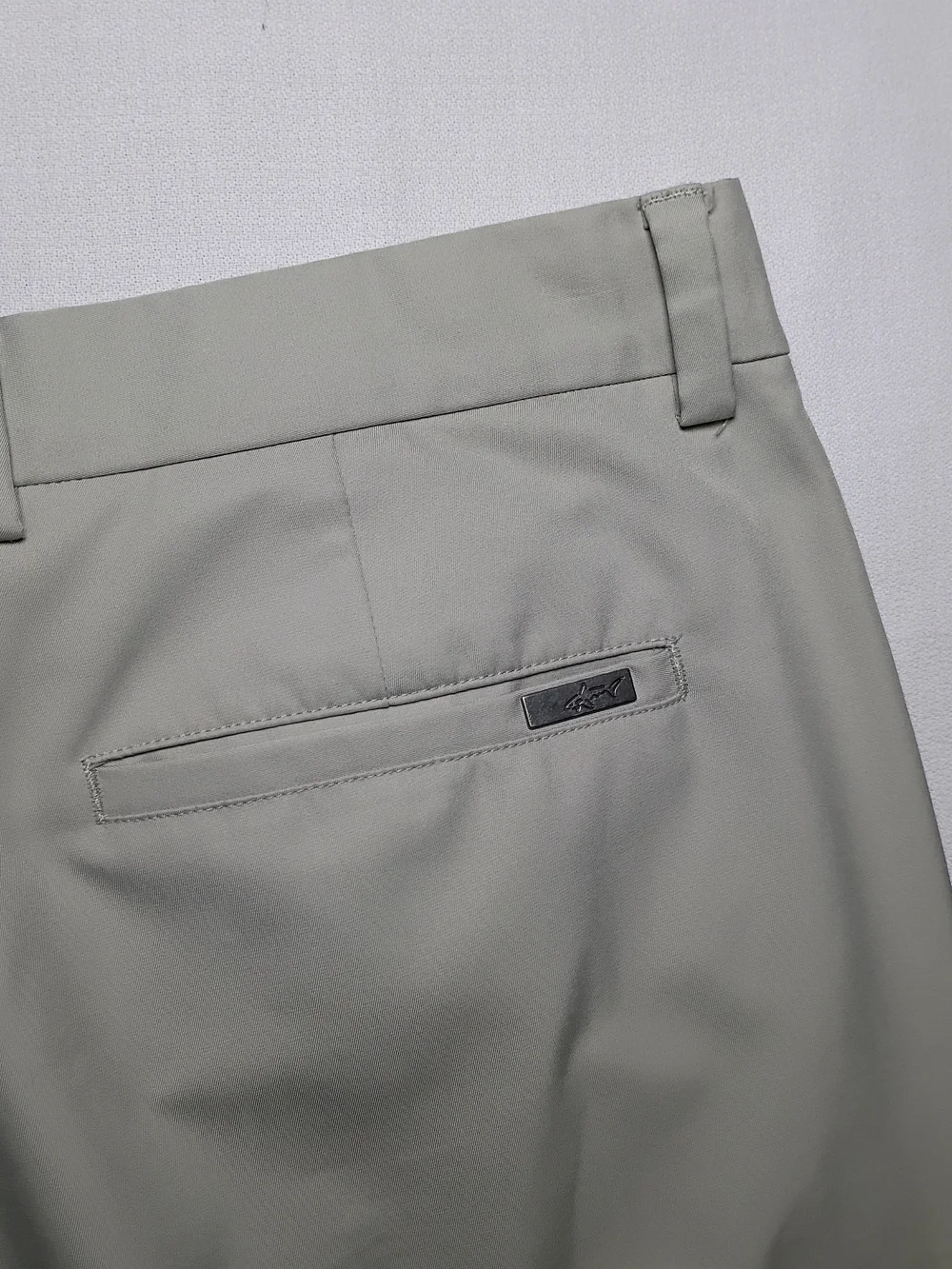 Greg Norman For Tasso Elba Mens Slim Fit Trousers 34X32 Beige Flat Front